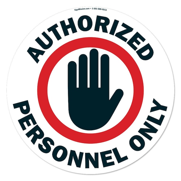 Authorized Personnel Only 16in Non-Slip Floor Marker, 12PK, 16 in L, 16 in H, FD-2-C-16-12PK-99966